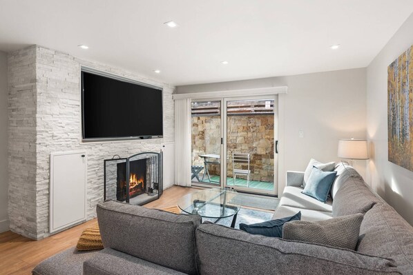 TV, fireplace, DVD player