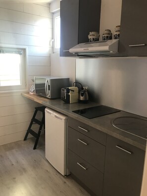 Fridge, microwave, oven, stovetop - Ecolodge building with 4 two-room apartments for 14 people (Bordeaux)