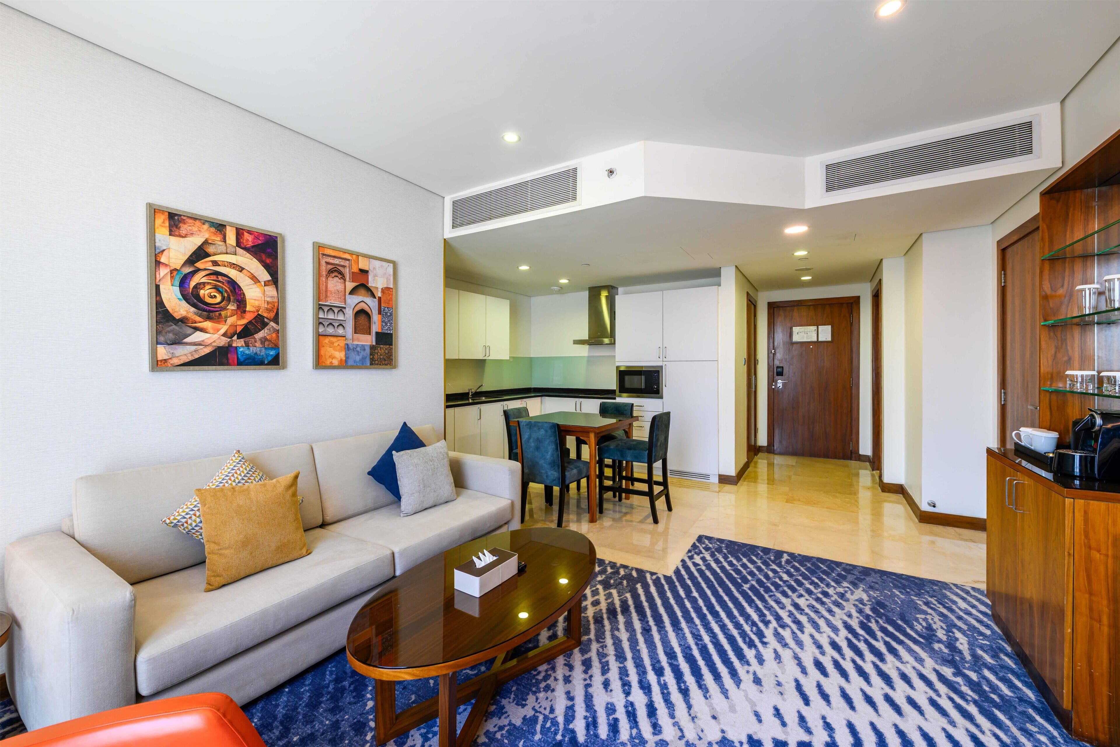 55-inch flat-screen TV with satellite channels, TV