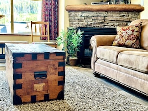 TV, fireplace