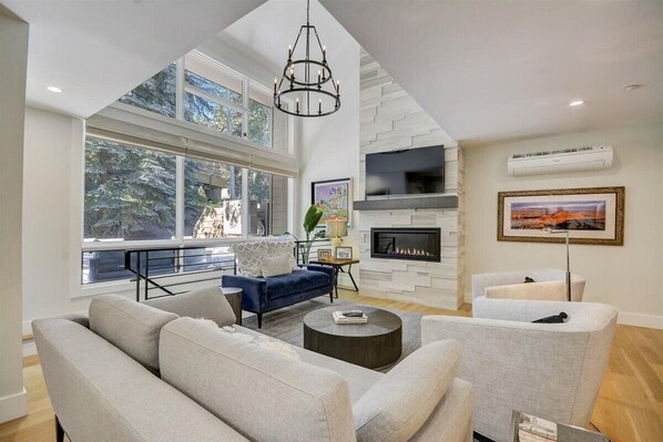 スマートテレビ、暖炉、DVD プレーヤー、ビデオライブラリ