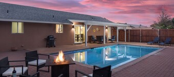 Pool, Hot tub, Fire Pit, BBQ ~  Beautiful home with patio living at it's best!
