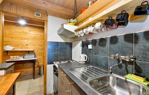 Kühlschrank, Mikrowelle, Herdplatte, Geschirrspüler