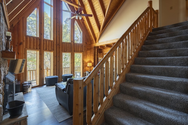 Staircase leading up to the loft area and master bedroom