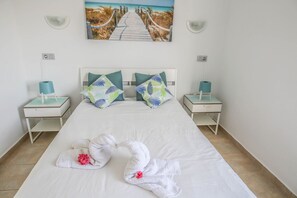 1 bedroom, desk, iron/ironing board, travel cot
