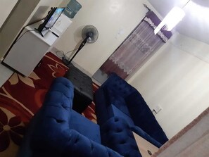 Business Double Room | Living area | 34-inch Smart TV with digital channels, TV - Stay.Plus Mirema Drive Apartment (Nairobi)
