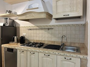 A kitchen with a gas stove, a sink, and a dishwasher. - New Fabulous Villa Fichi Private Pool, private terrace WIFi (Martina Franca)