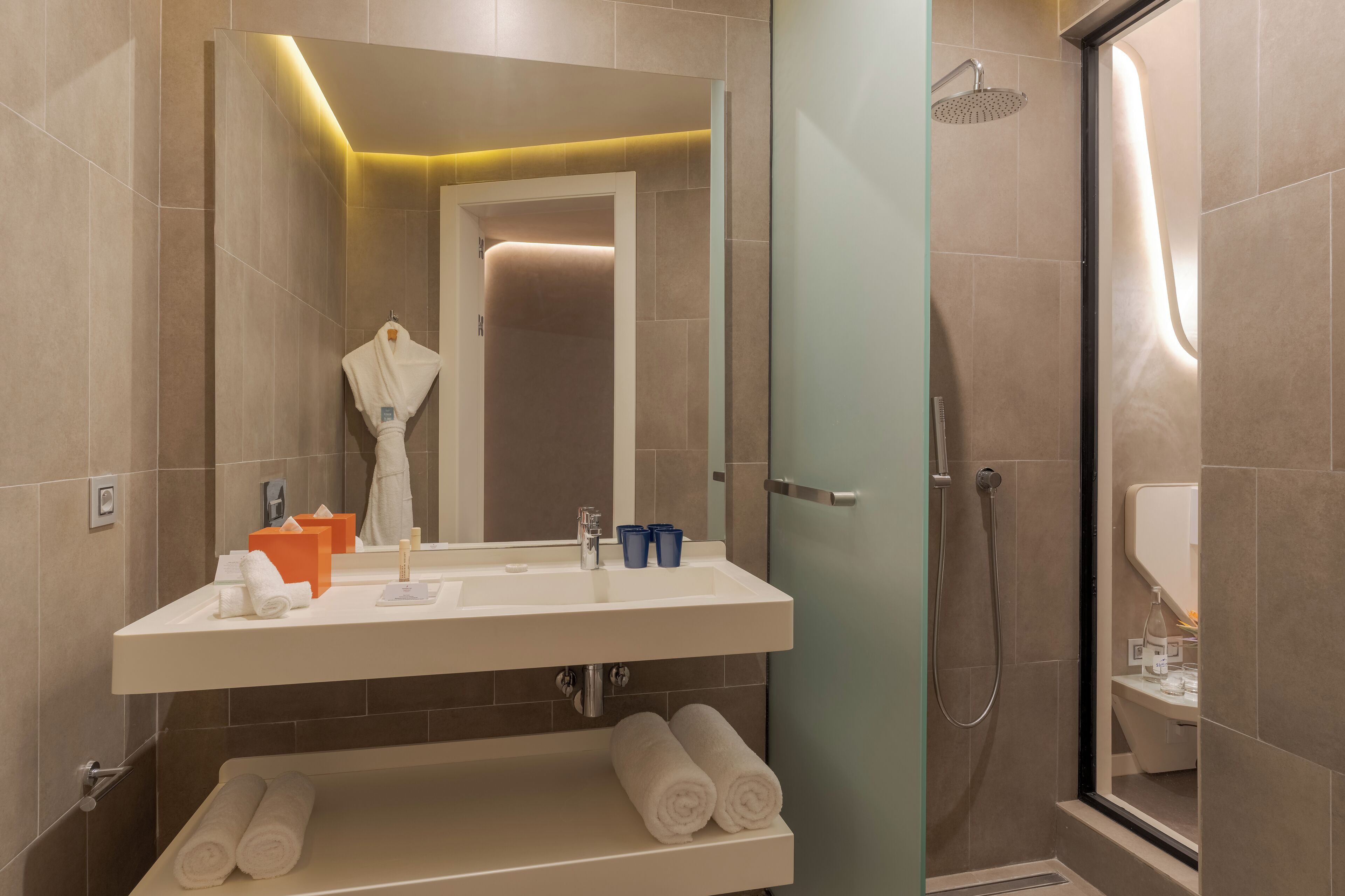 free toiletries, hair dryer, bathrobes, slippers