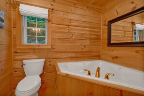 Combined shower/bathtub, jetted bath, hair dryer, towels - Long Mtn. Views - Covered Porch - Rockers - Fire Pit - Gated - Clean - 5 Stars! (Waynesville)