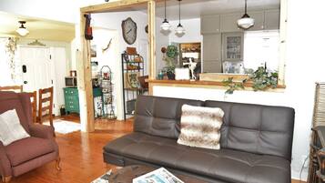 Smart TV, DVD player, books, video library