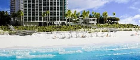 On the beach, beach towels