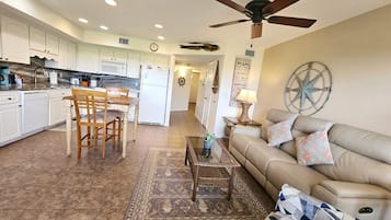 TV, DVD player, video library