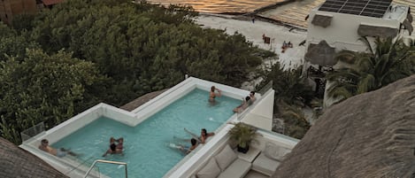 Outdoor pool, open 8:00 AM to 9:00 PM, sun loungers