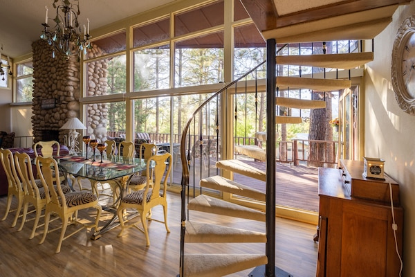 Dining area and staircase.