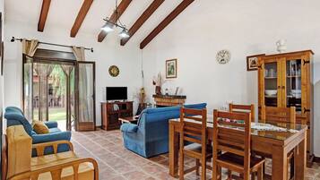 Een televisie en een open haard