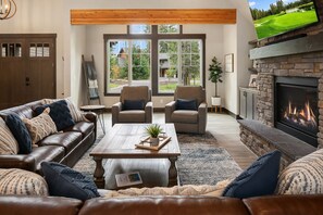 Smart TV, fireplace, ping pong