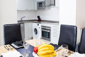 Fridge, microwave, oven, dishwasher