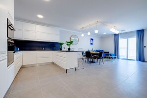 Fridge, microwave, oven, toaster