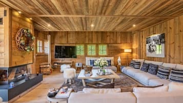 Televisión y chimenea