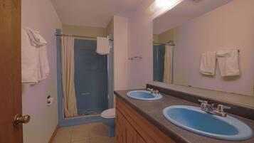 Premium Room, 2 Double Beds, Kitchenette | Bathroom | Shower, free toiletries, towels