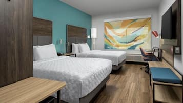 Room, 2 Queen Beds | Desk, laptop workspace, blackout drapes, iron/ironing board