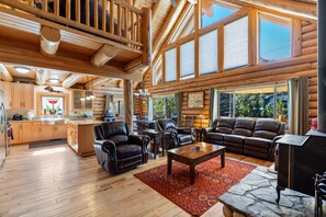 TV, fireplace - The Village Log Home (June Lake)