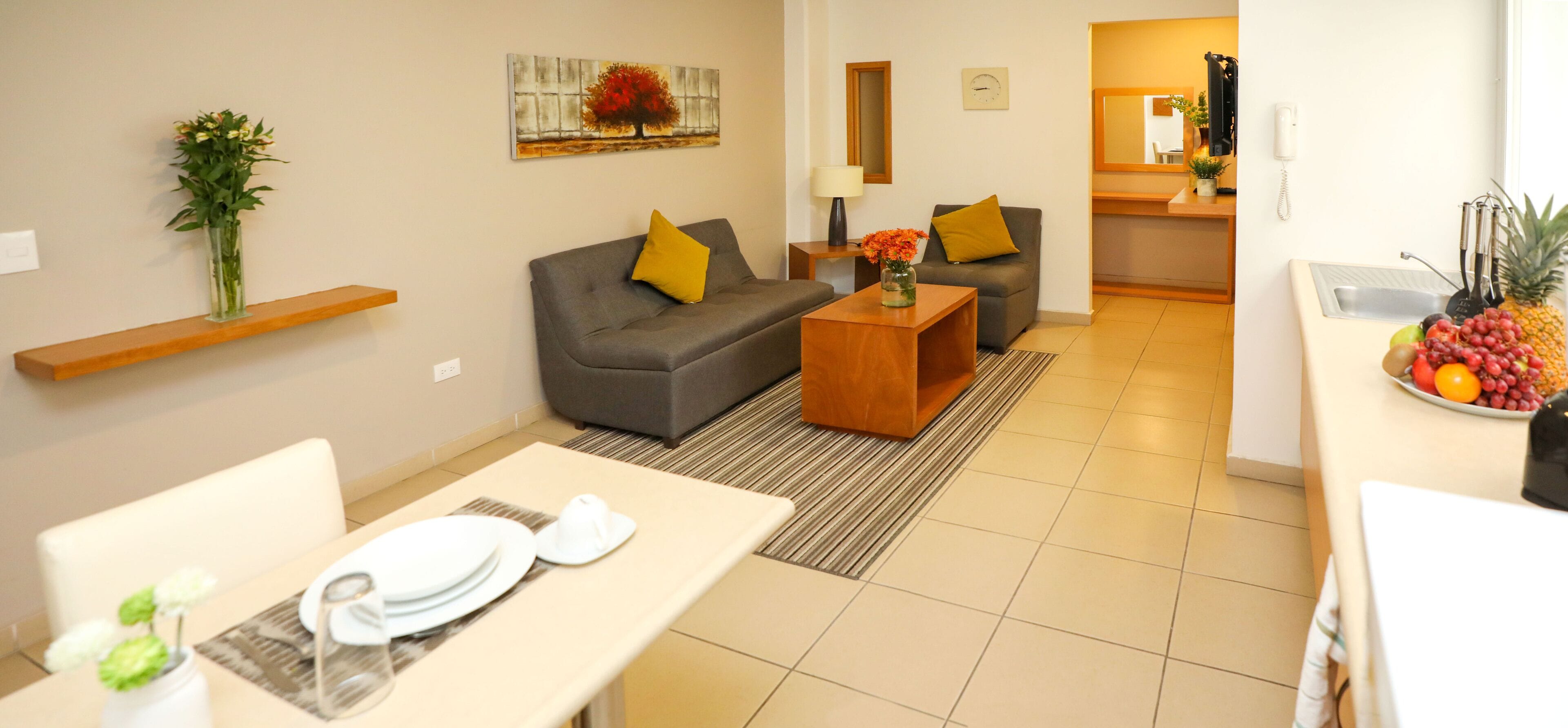 standard double room | living area | smart tv