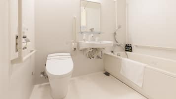 Double Room, Accessible, Non Smoking | Bathroom | Combined shower/tub, free toiletries, hair dryer, slippers