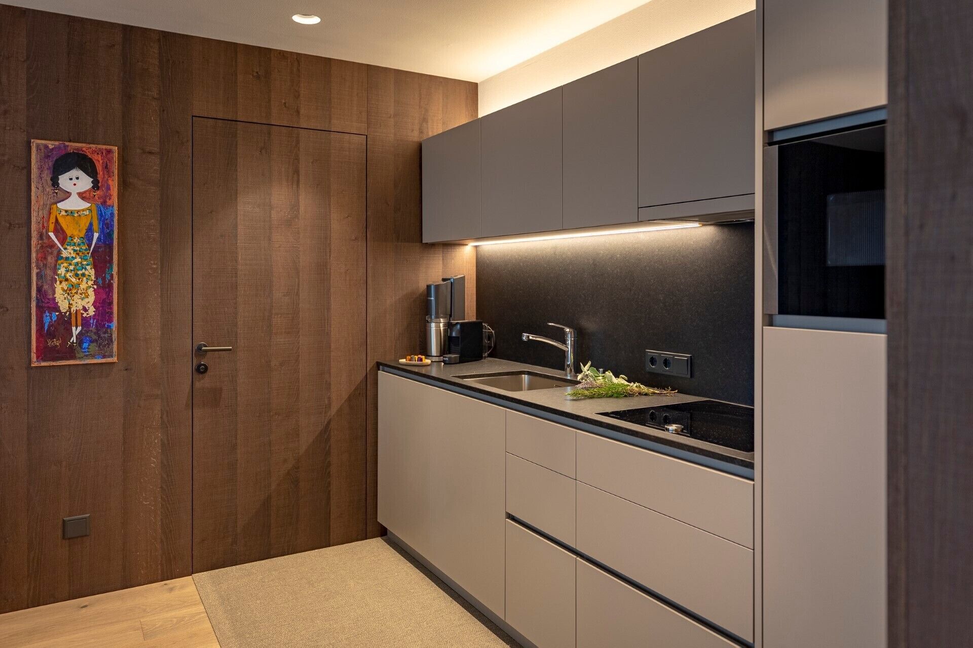 Kühlschrank, Mikrowelle, Herdplatte, Geschirrspüler