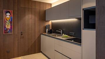 Kühlschrank, Mikrowelle, Herdplatte, Geschirrspüler