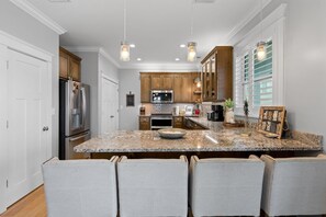 Fridge, microwave, oven, stovetop - Beachside House in Fort Morgan | All-Moh's-Paradise (Gulf Shores)