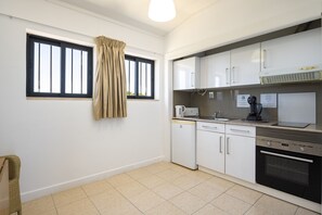 Fridge, microwave, oven, electric kettle