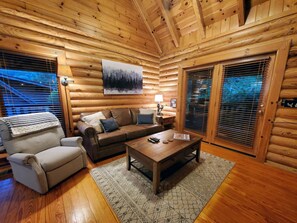 Smart TV, fireplace, video games, DVD player