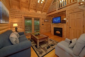 Smart TV, fireplace, video games, DVD player