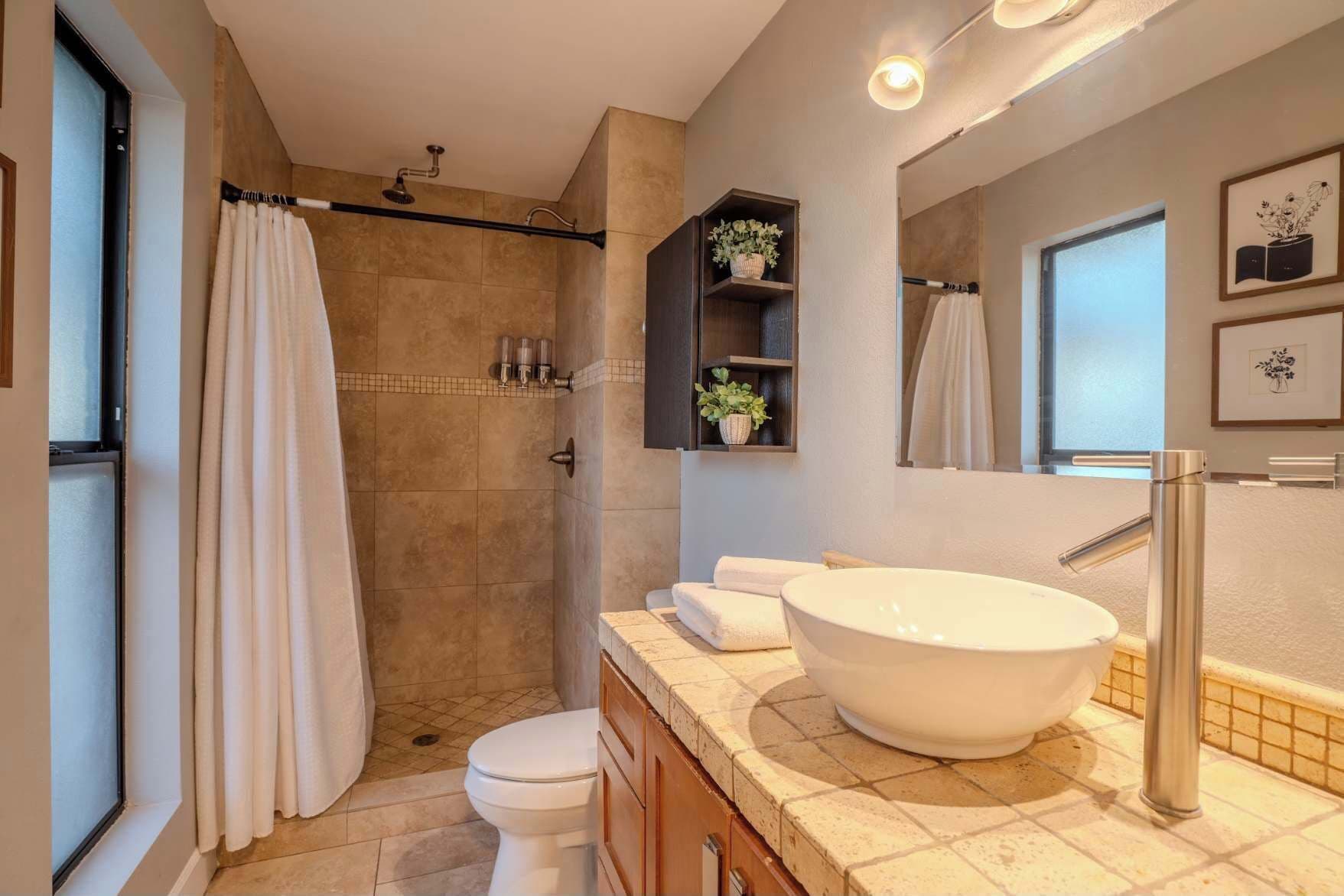 Bathtub, hair dryer, towels