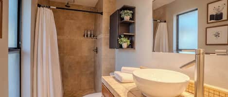 Bathtub, hair dryer, towels