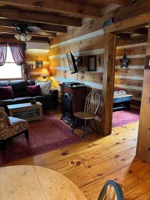 TV, fireplace, DVD player, music library
