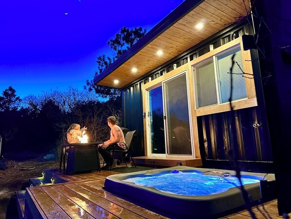 Terrace/patio - Modern Container Tiny Home • Private Hot Tub (Monument)