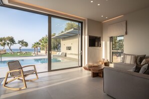 Smart TV - Artemis Villa, Beachfront Retreat with Heated Pool (Tavronitis)