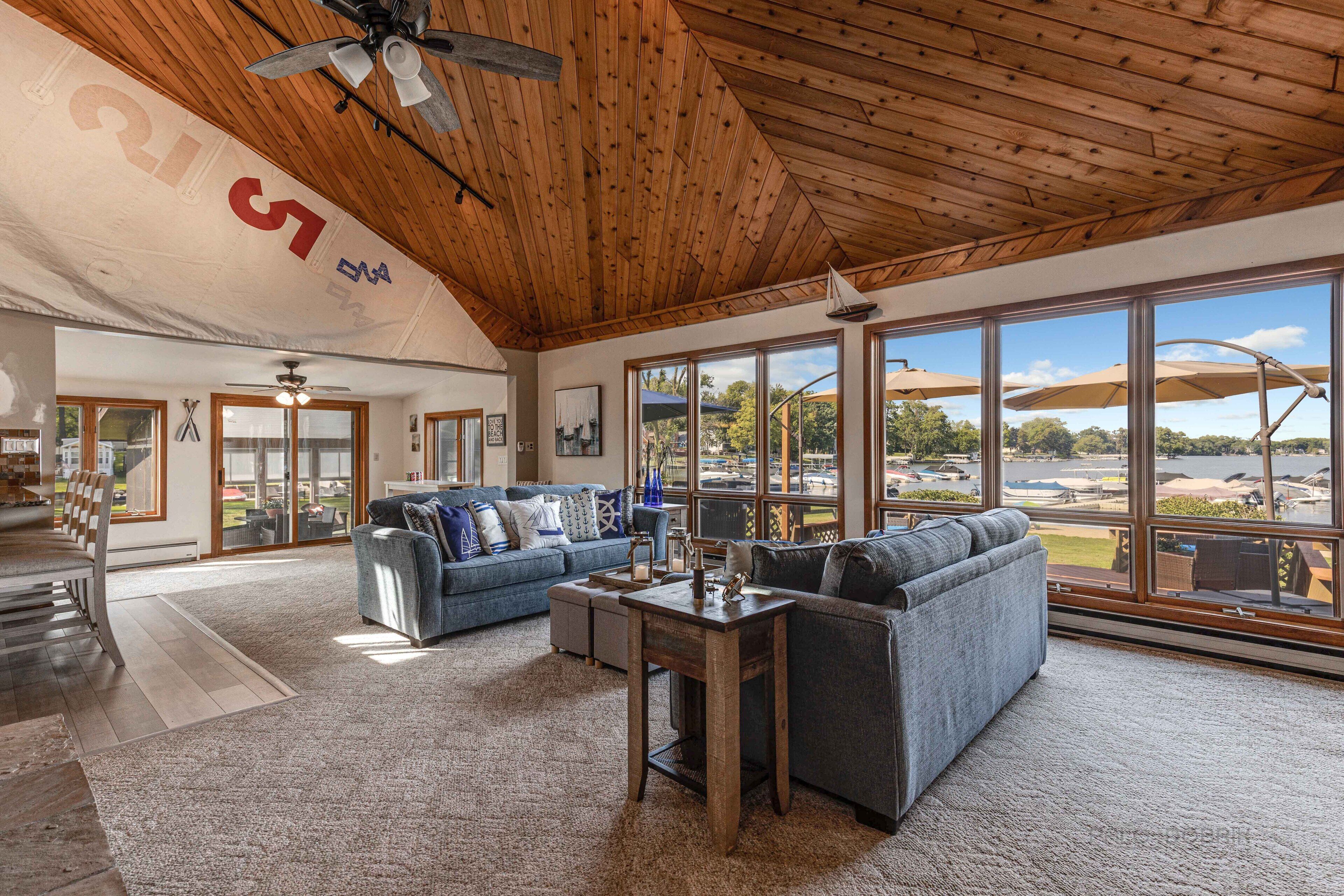 TV, fireplace, foosball