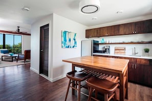 Fridge, microwave, dishwasher, coffee/tea maker