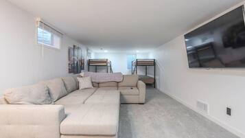 TV, fireplace, video games