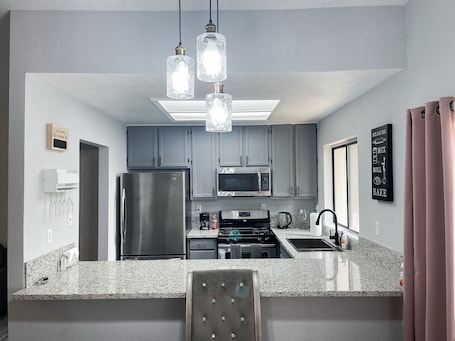 Fridge, microwave, oven, stovetop. NEW Entire beautiful 2 bedroom house.