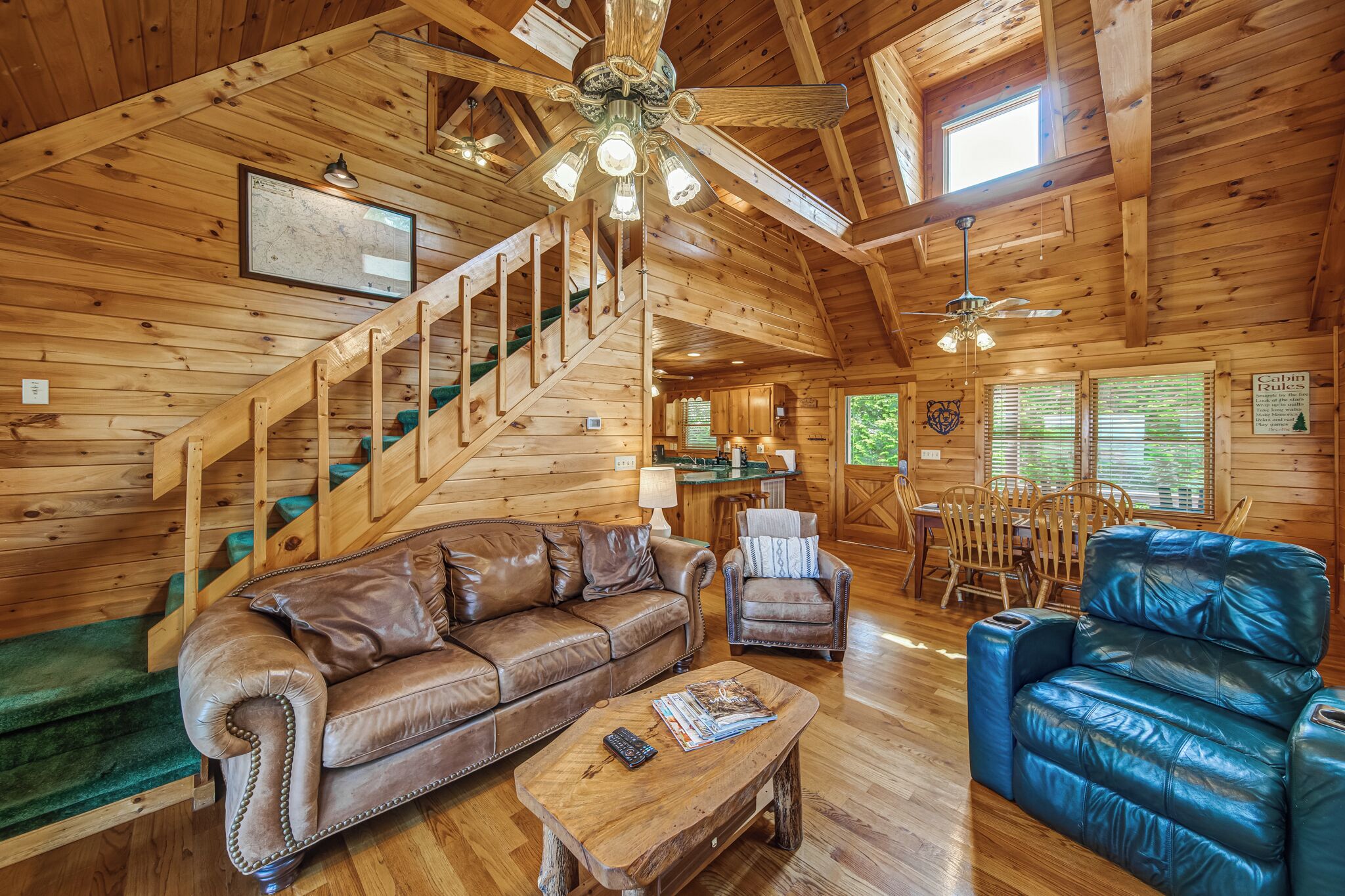 Smart TV, fireplace, video games, DVD player