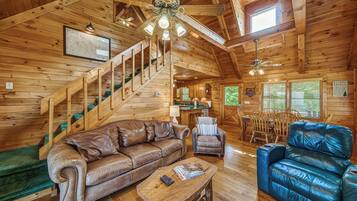 Smart TV, fireplace, video games, DVD player