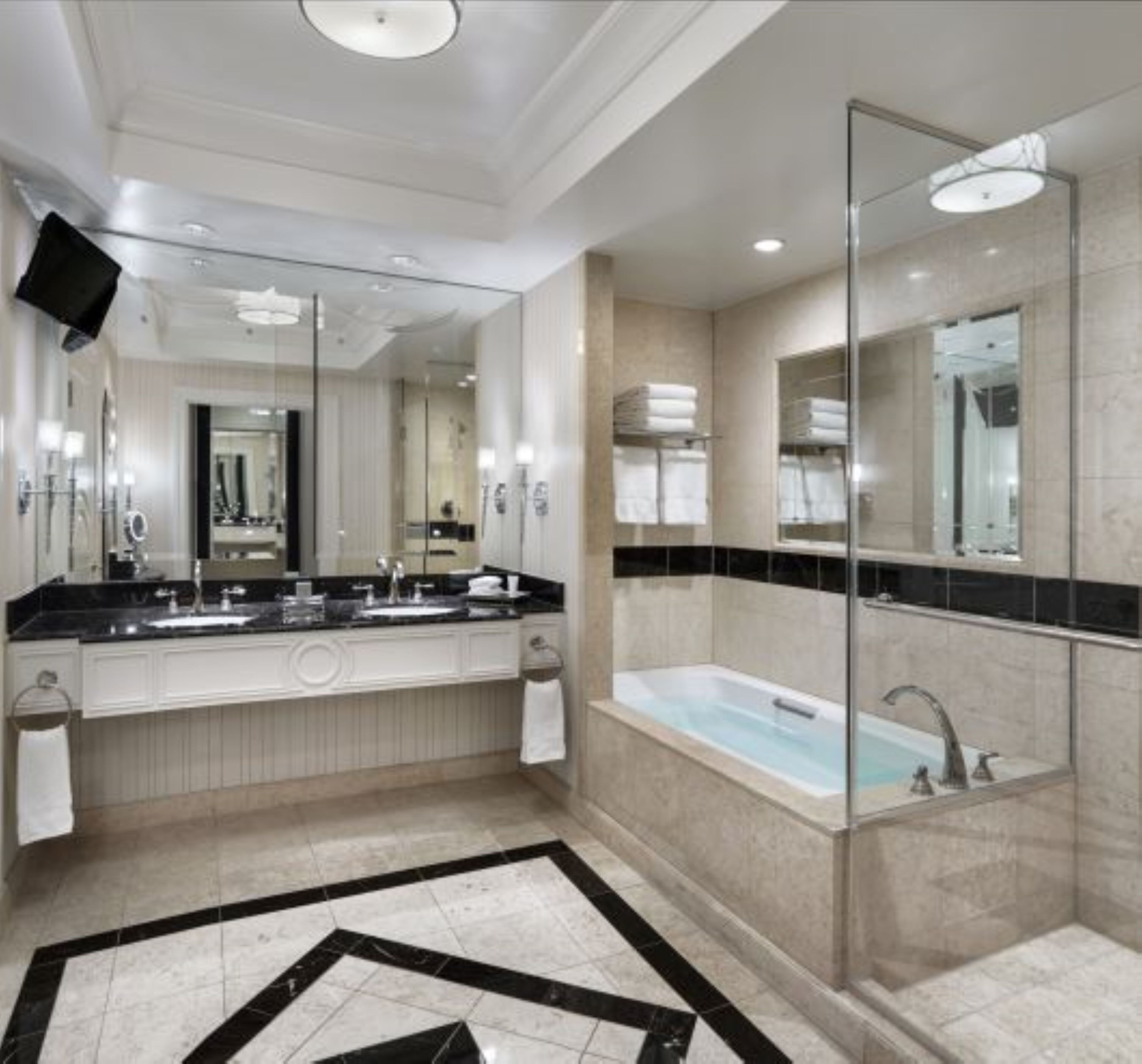 prestige club lounge luxury king suite | bathroom | separate bathtub and shower, deep-soaking bathtub, free toiletries