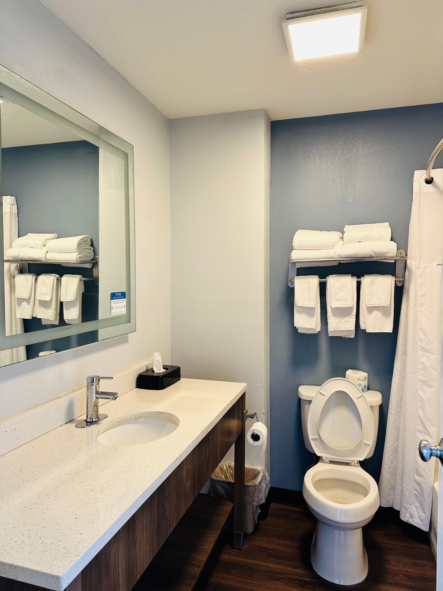 A bathroom with a sink, mirror, toilet, and towel rack.