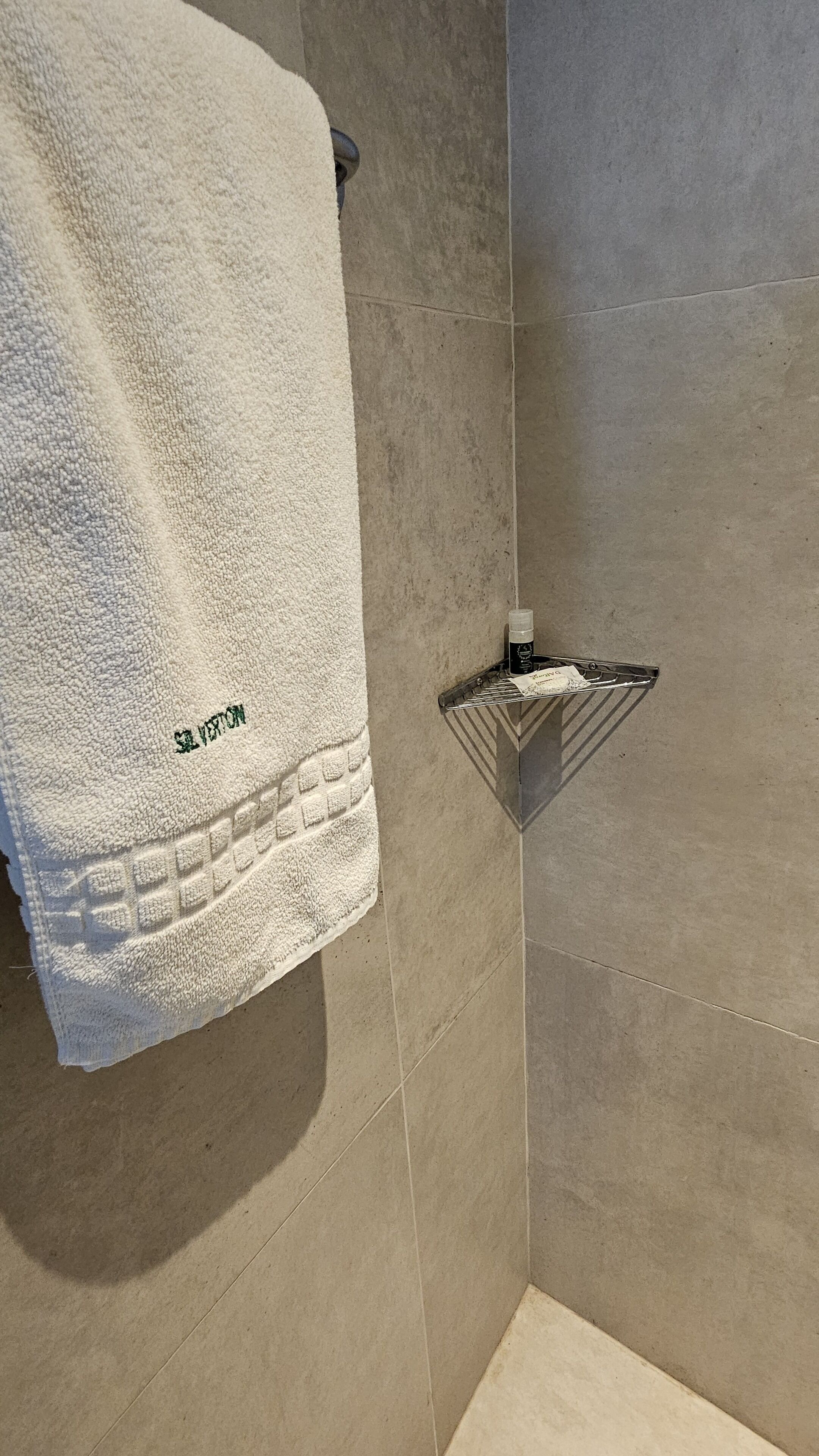 shower, designer toiletries, hair dryer, towels