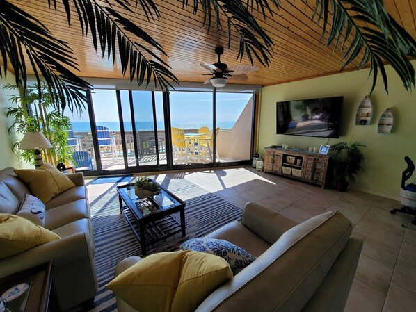 TV, Netflix, table tennis, streaming services - Coastal Calm | Split level condo with ocean views (Port Aransas)