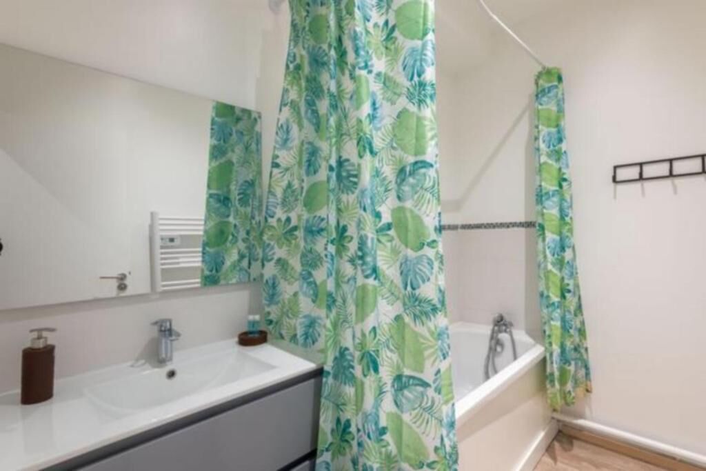 Bañera, secador de pelo y toallas